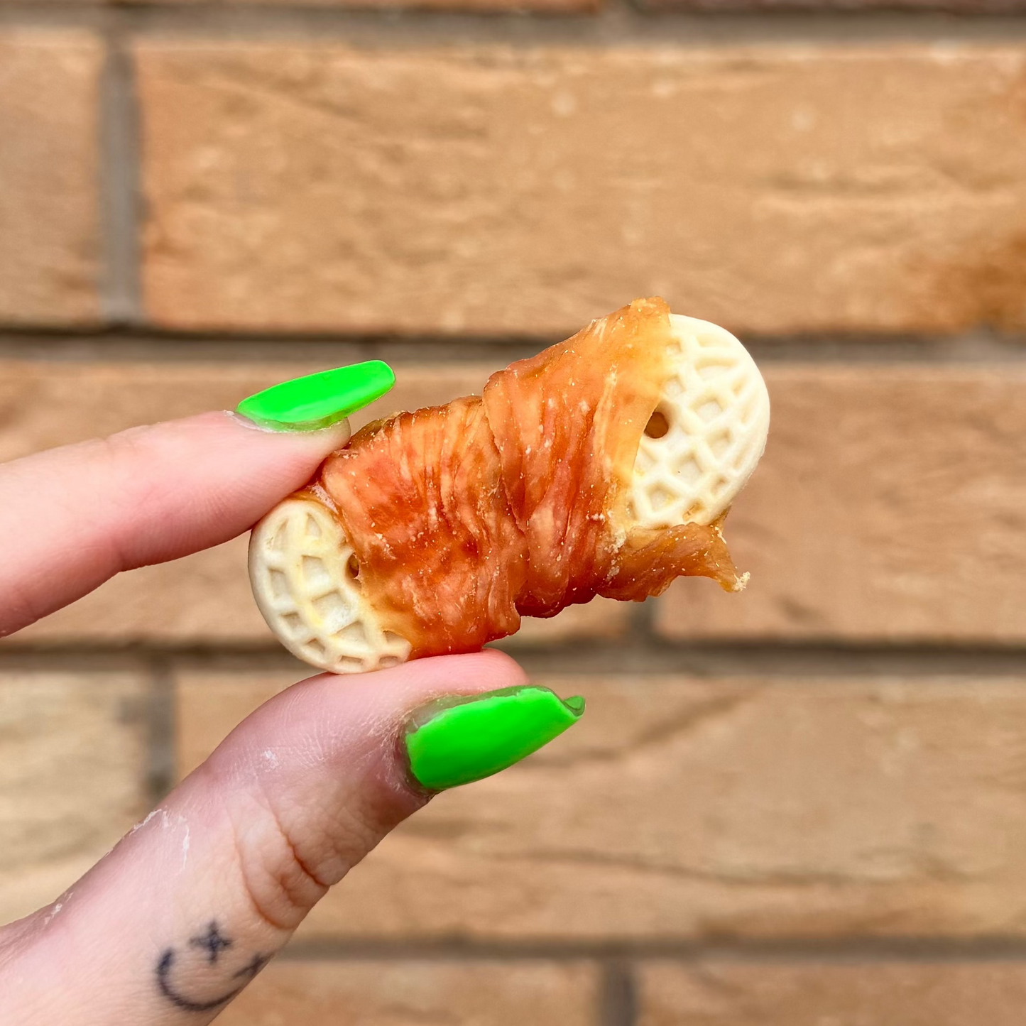 CHICKEN WRAPPED PEANUT BUTTER BISCUIT
